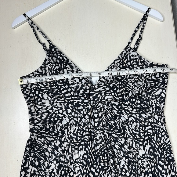 H&M Black and White Twist Front Abstract Print Spaghetti Strap Midi Dress Size M - Picture 10 of 12